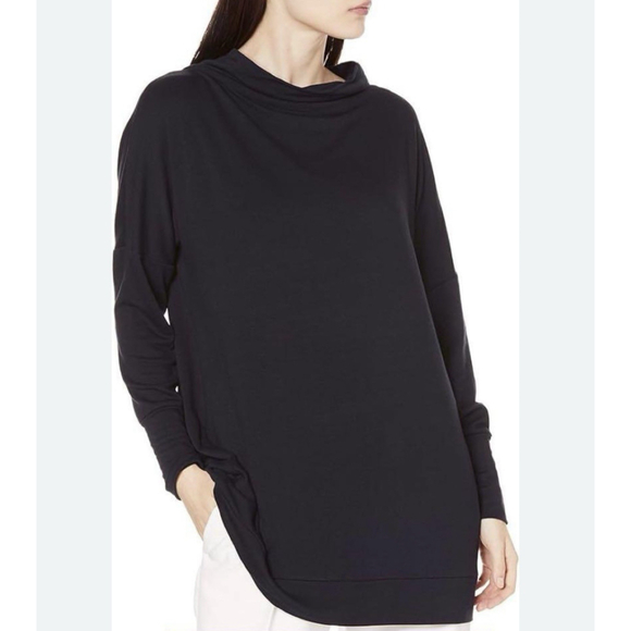 Daily Ritual Sweaters - Daily Ritual Tunic Top Sweatshirt XS Black Stretch Cowl Neck Dolman Slv Casual